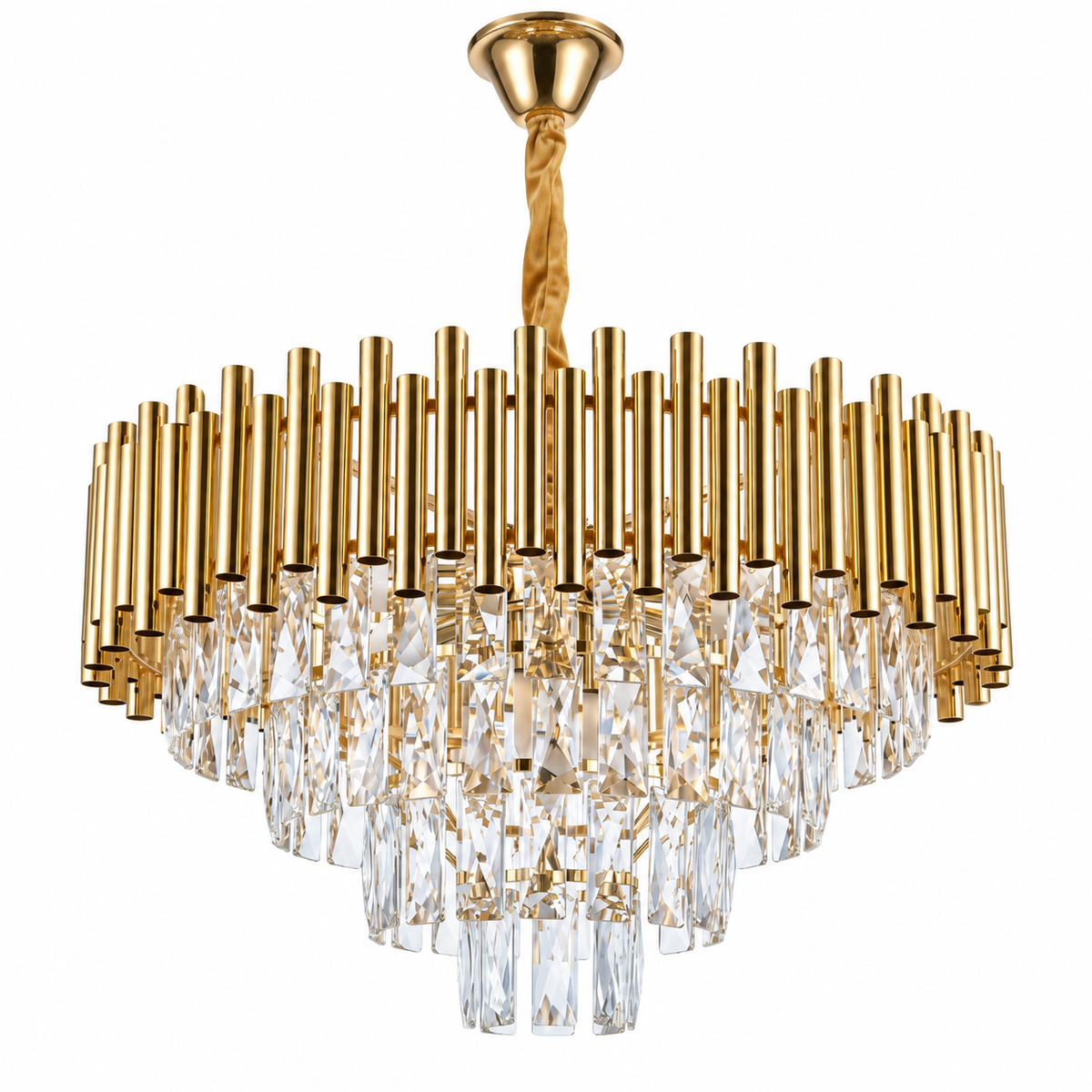 Gold Crystal Pendant Chandelier – 9-Light
