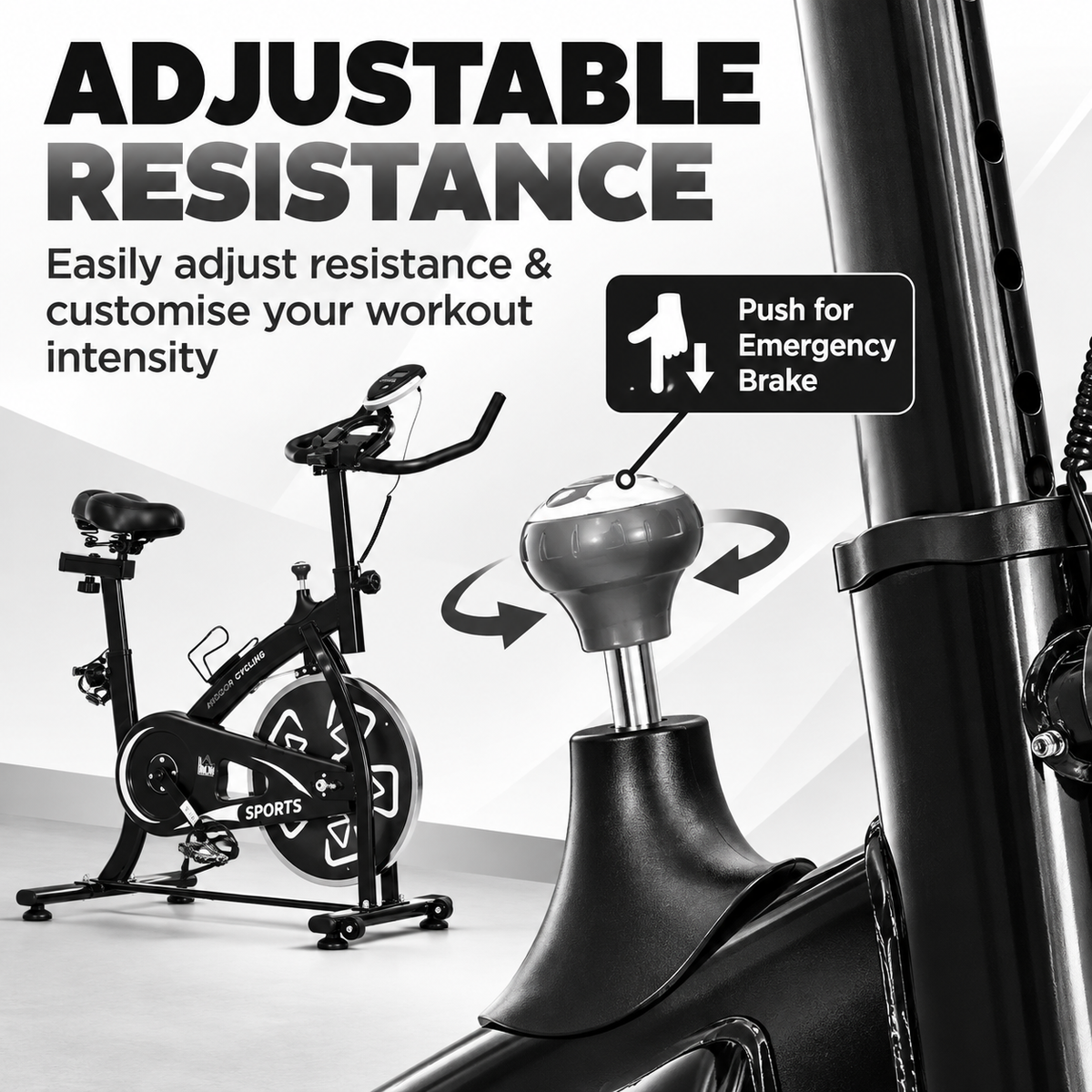 Indoor Exercise Bike with 6kg Flywheel and LCD Monitor – Black