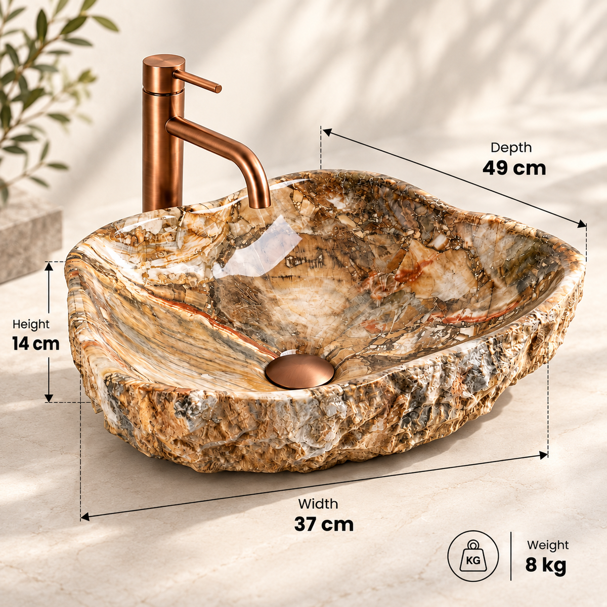 Asymmetrical Artificial Stone Countertop Basin – Canyon
