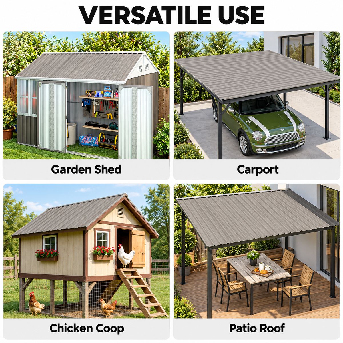 12 Pack Corrugated Galvanised Steel Roofing Sheets – Grey Wood Effect