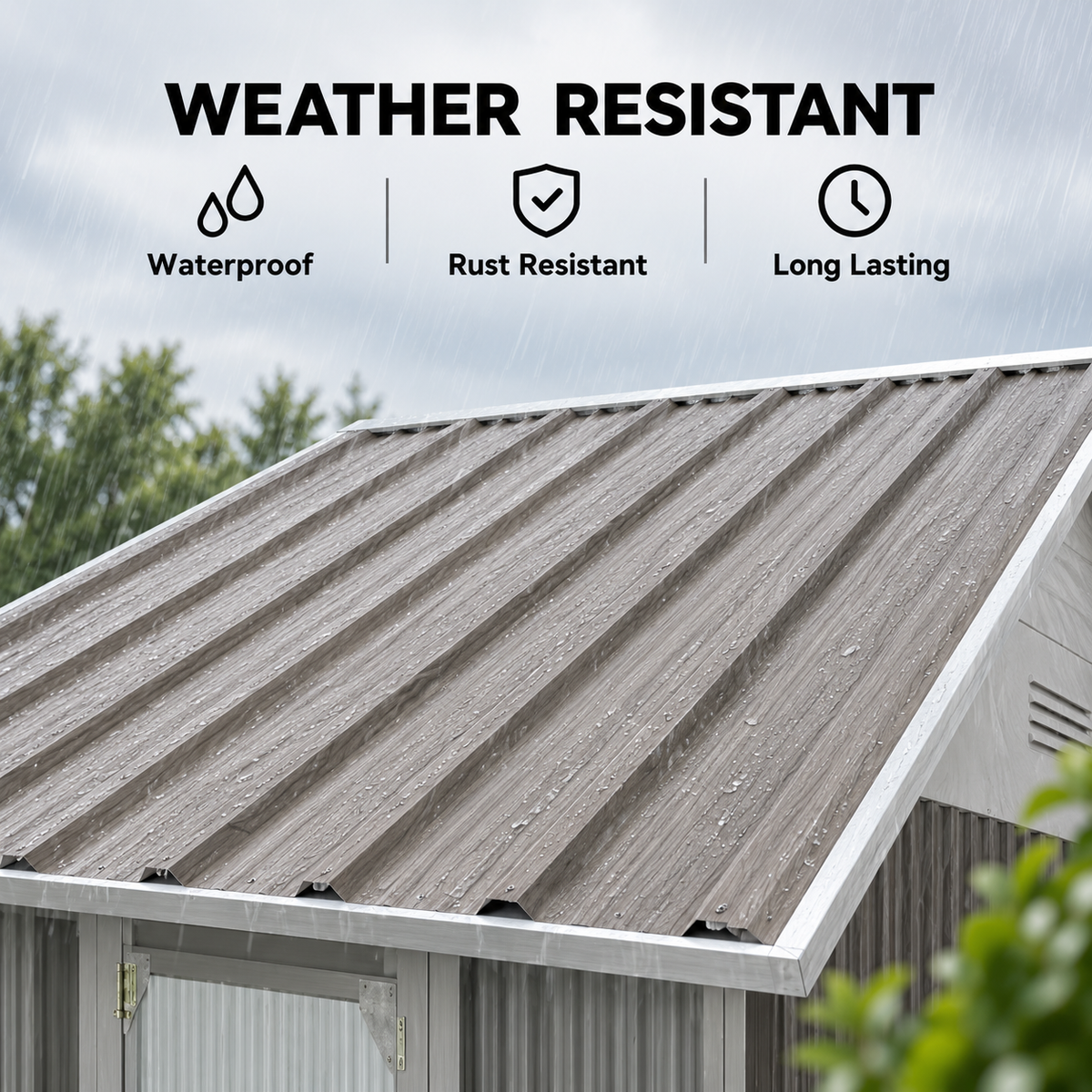 12 Pack Corrugated Galvanised Steel Roofing Sheets – Grey Wood Effect
