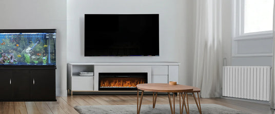 TV Above Fireplace, Aquarium to the left