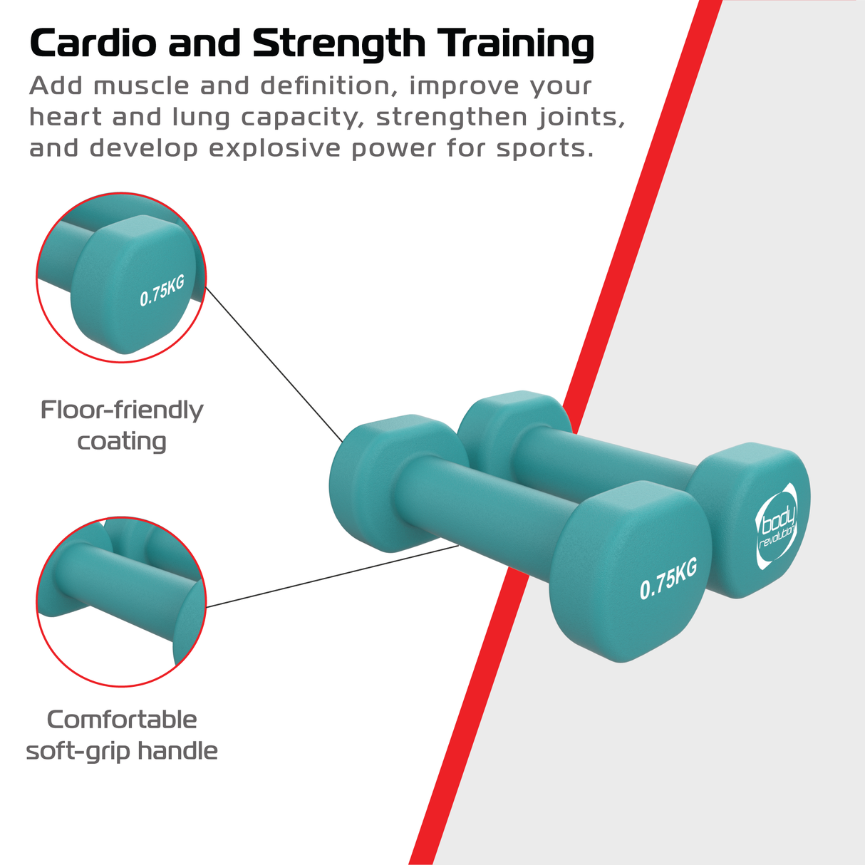 2 x 0.75KG Neoprene dumbbells