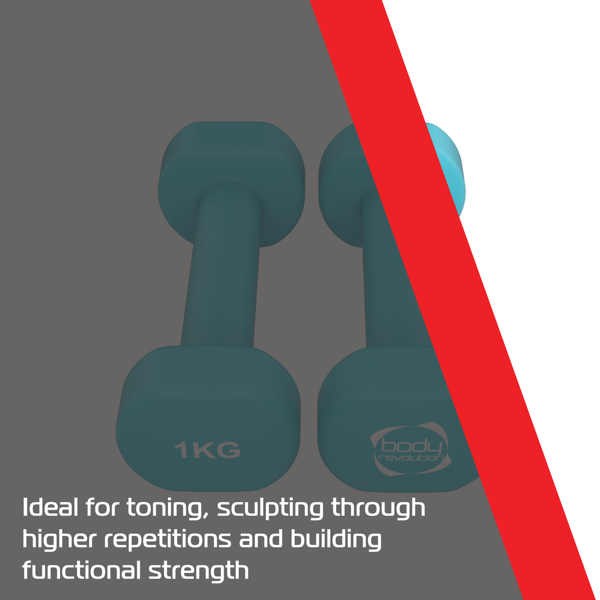 2 x 1KG Neoprene dumbbells