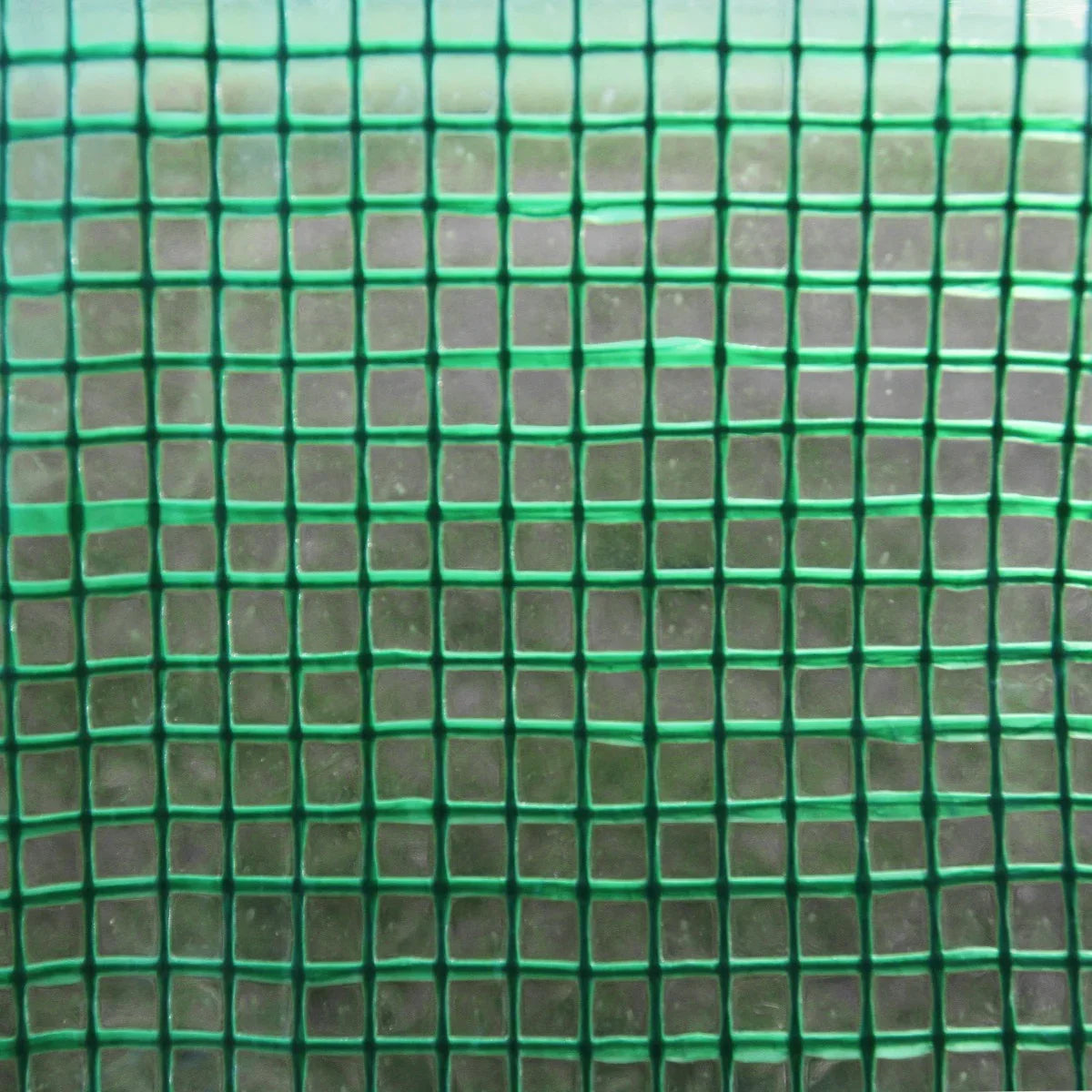Green mesh fabric with a grid pattern, showcasing the durable material used for the Polytunnel 19mm 2.5m x 2m, ideal for gardening