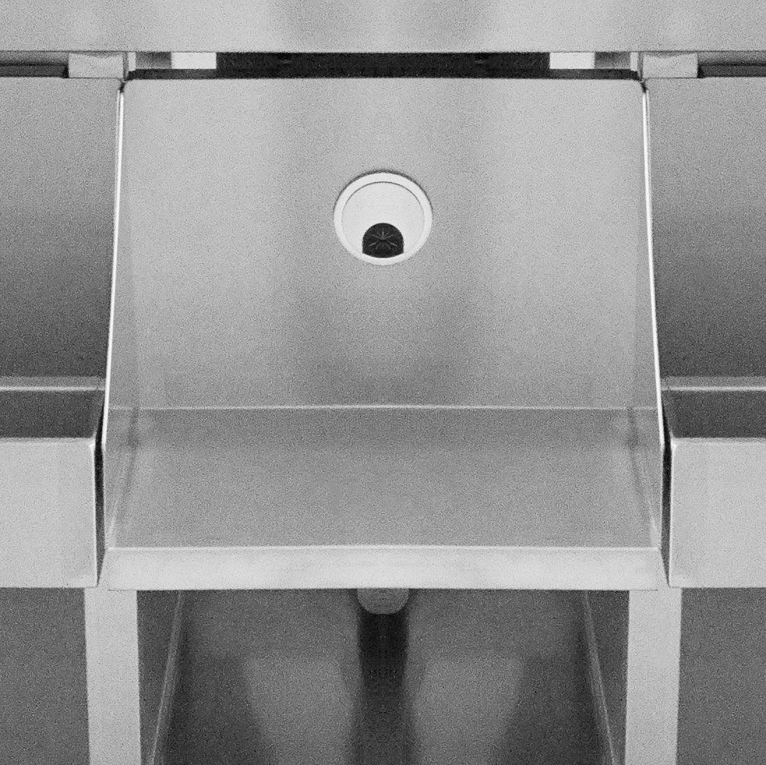 Sleek stainless steel KuKoo Double Cocktail Bar Station with a smooth surface, integrated sink, and spacious preparation area