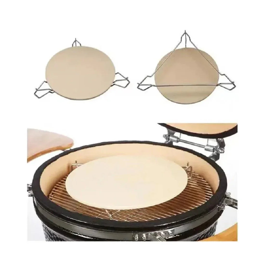 Fresh Grills 3 in 1 Pizza Stone, Elevator and Heat Deflector for Kamado BBQ Ovens - Fresh Grills
