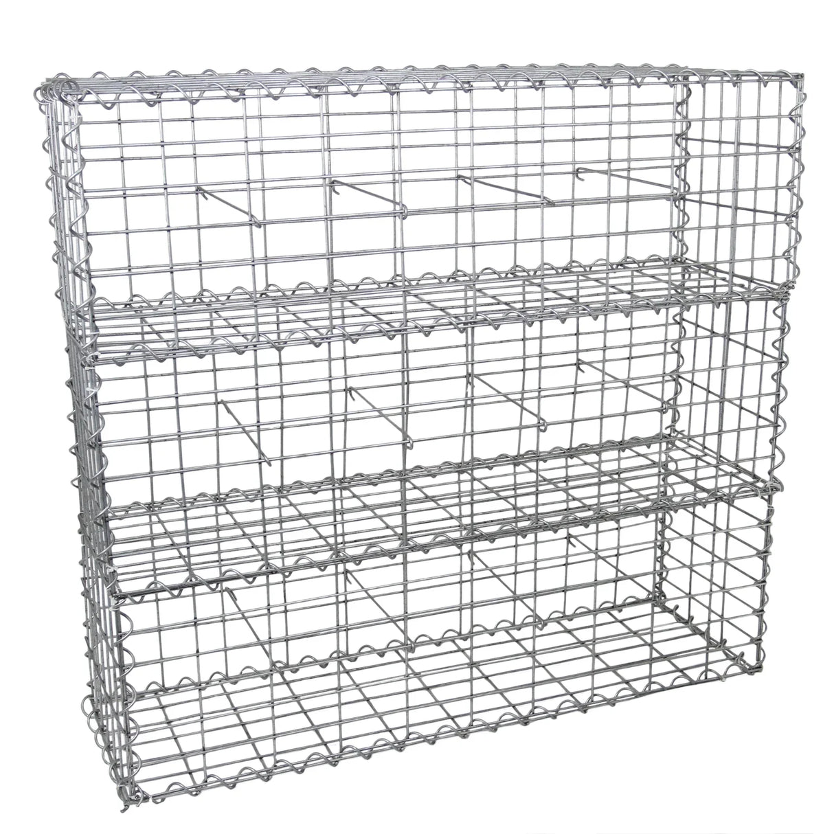 Galvanized steel gabion baskets, 100 x 30 x 30cm, featuring a sturdy wire mesh design, ideal for landscaping and erosion control, sold in a 3 pack