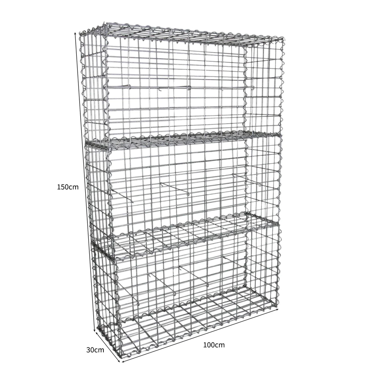 Galvanized steel gabion baskets, 100 x 50 x 30cm, featuring a sturdy wire mesh design, ideal for landscaping and erosion control