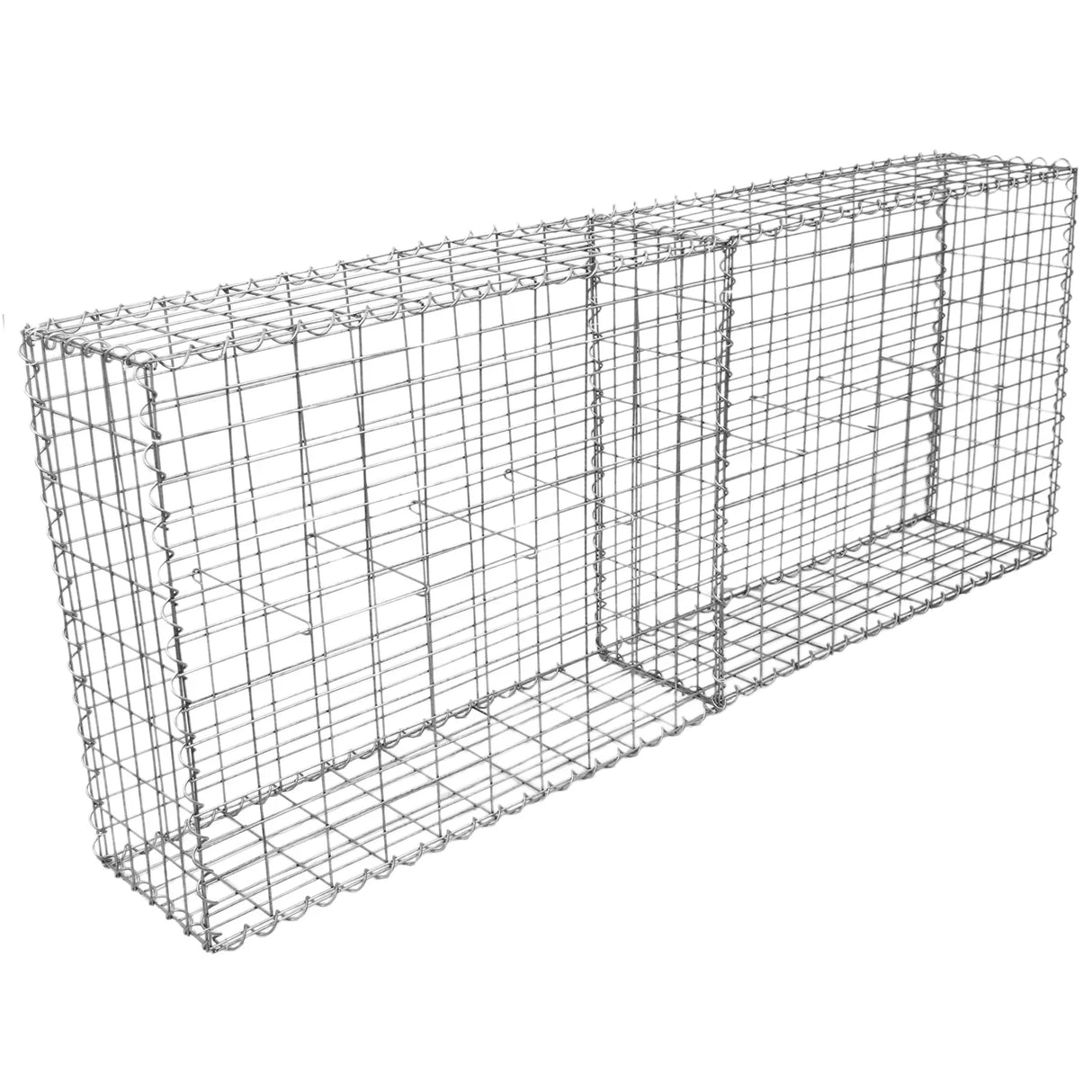 Galvanized steel gabion baskets, 100 x 95 x 30cm, featuring a sturdy wire mesh design, ideal for landscaping and erosion control, sold in a 2 pack