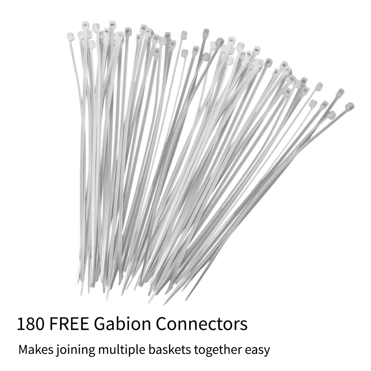 180 silver gabion connectors for easy assembly of Gabion Baskets, featuring durable metal construction and flexible design