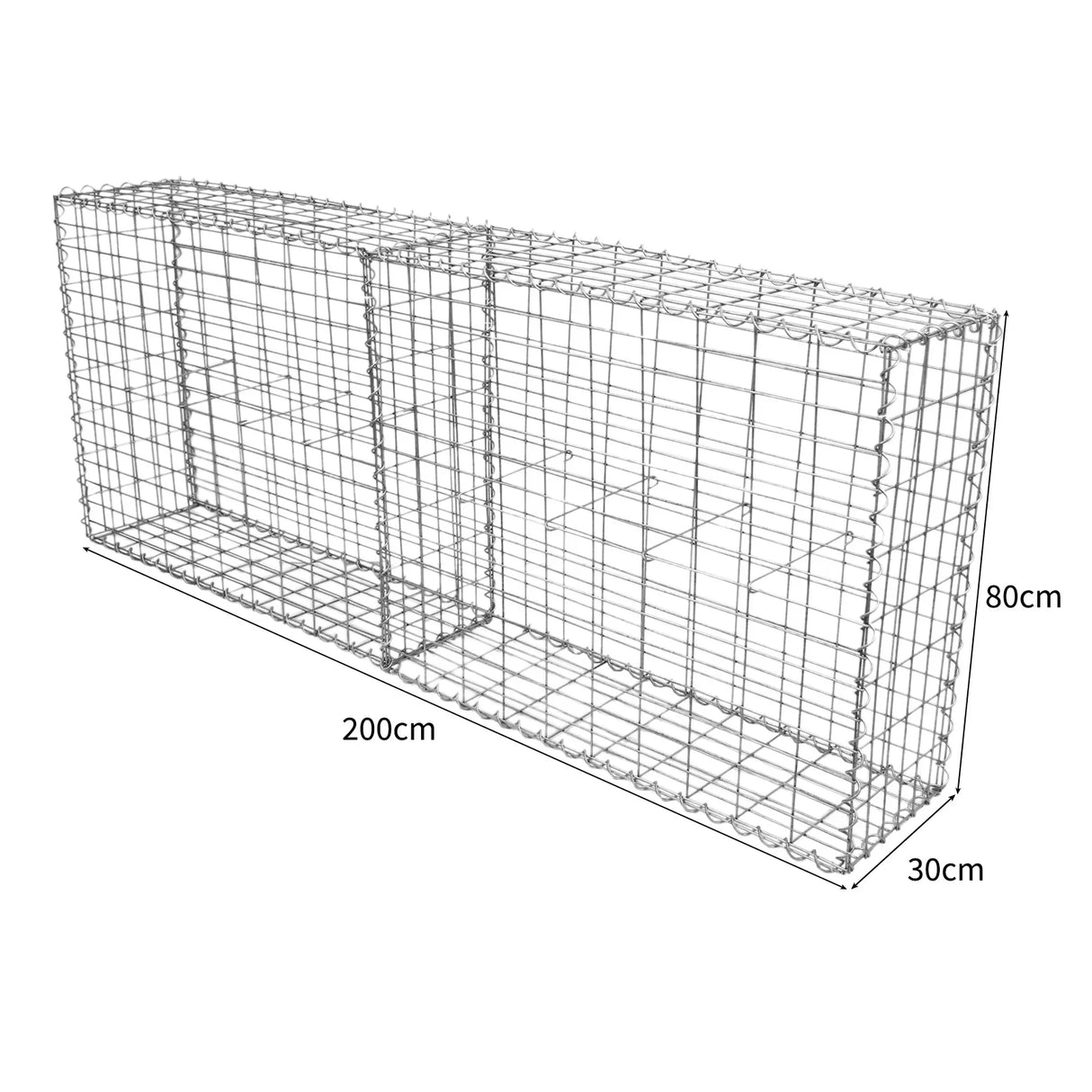 Galvanized steel gabion baskets, measuring 100 x 80 x 30cm, featuring a sturdy wire mesh design, ideal for landscaping and erosion control