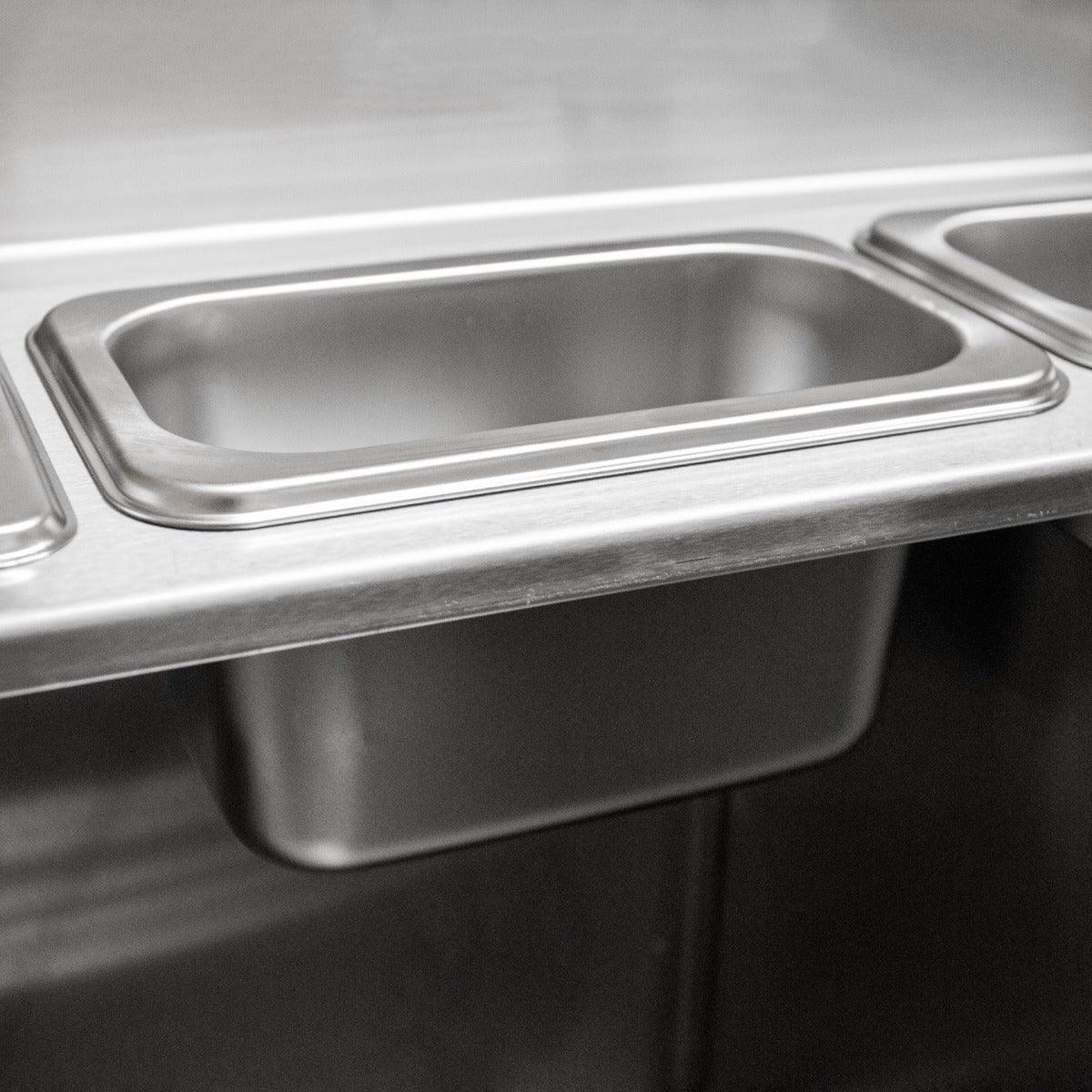 Deluxe Cocktail Bar Station featuring stainless steel compartments with smooth edges, ideal for organizing mixers and garnishes