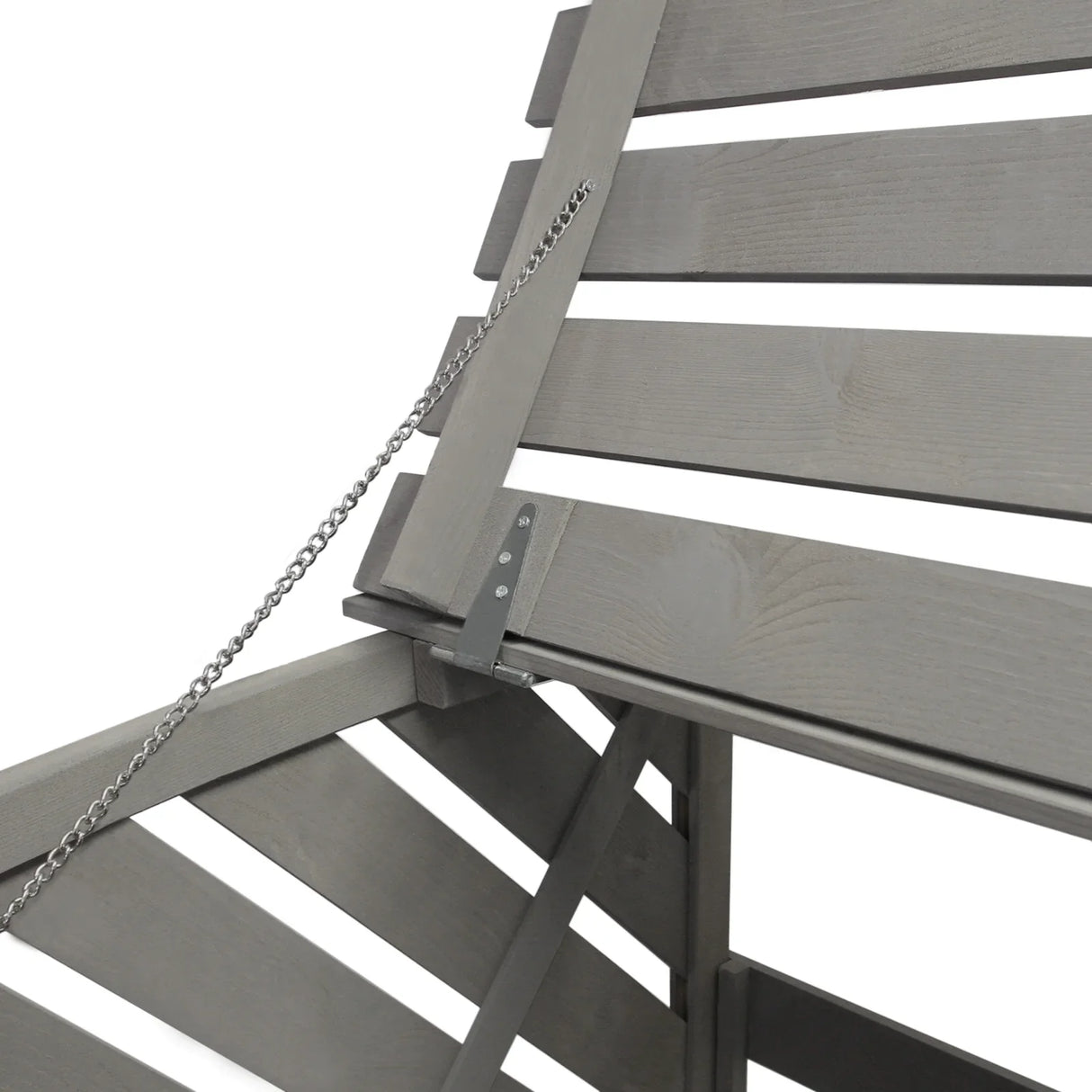 Grey wash double wheelie bin storage featuring a slatted design, sturdy wood construction, and a chain for secure closure