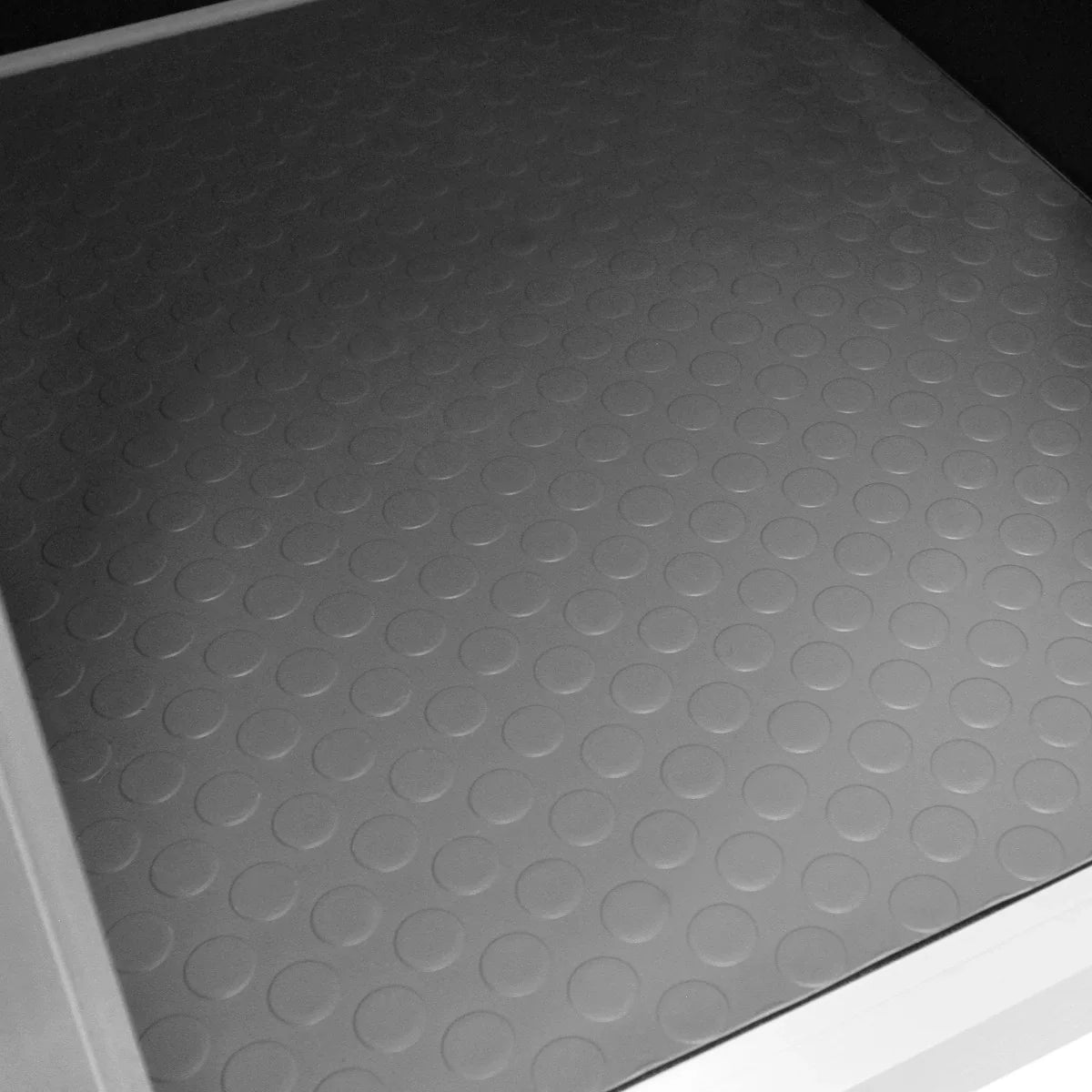 Textured, non-slip rubber floor of a large single door car dog pet crate, designed for stability and comfort for pets