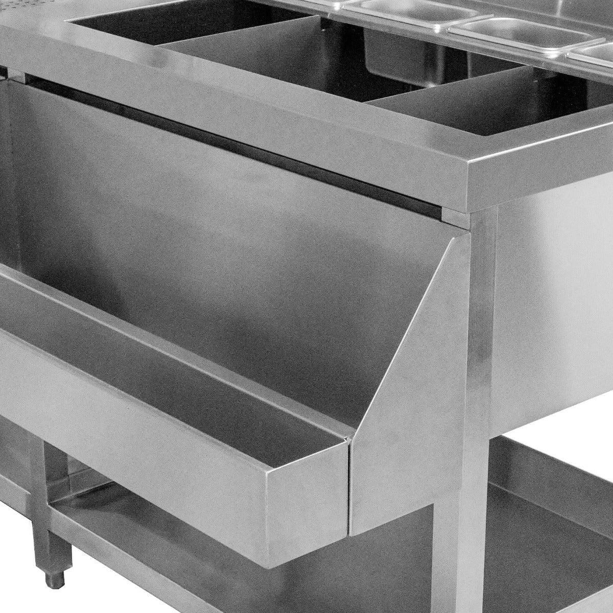 Stainless steel KuKoo Double Cocktail Bar Station with multiple compartments, smooth surfaces, and a sleek, modern design