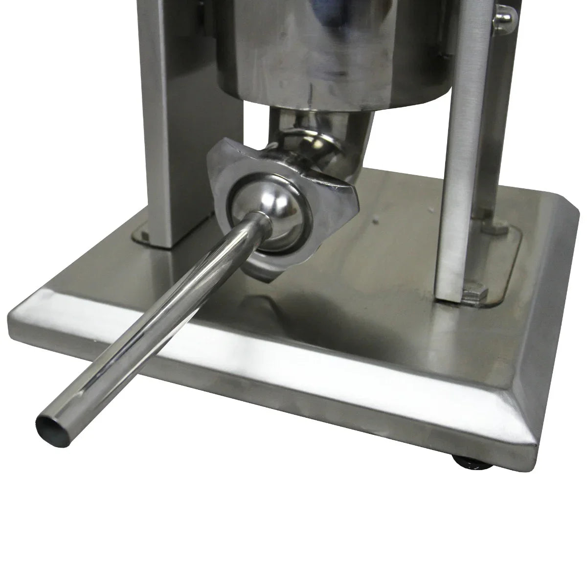 Stainless steel Kukoo 7 Litre Sausage Stuffer with a sturdy base and long filling tube, designed for easy sausage making at home