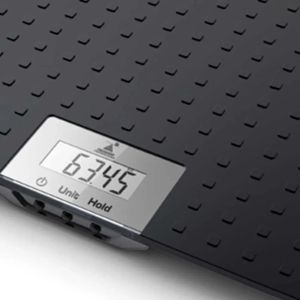 Marsden Cat & Dog Weighing Scales with a sleek black platform, textured surface, and digital display showing weight in clear numbers