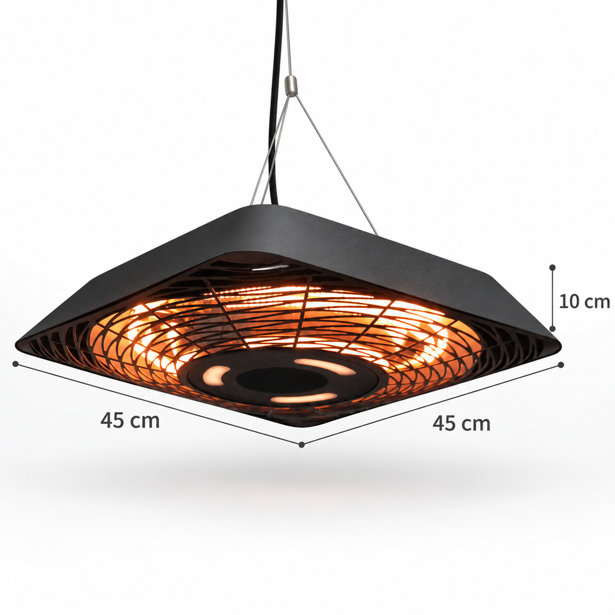 2000W Hanging Electric Patio Heater with Remote Control – Black