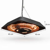 2000W Hanging Electric Patio Heater with Remote Control – Black