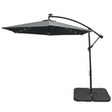 Grey 3m LED Cantilever Parasol & Plain Base