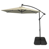 Cream 3m LED Cantilever Parasol With Plain Base