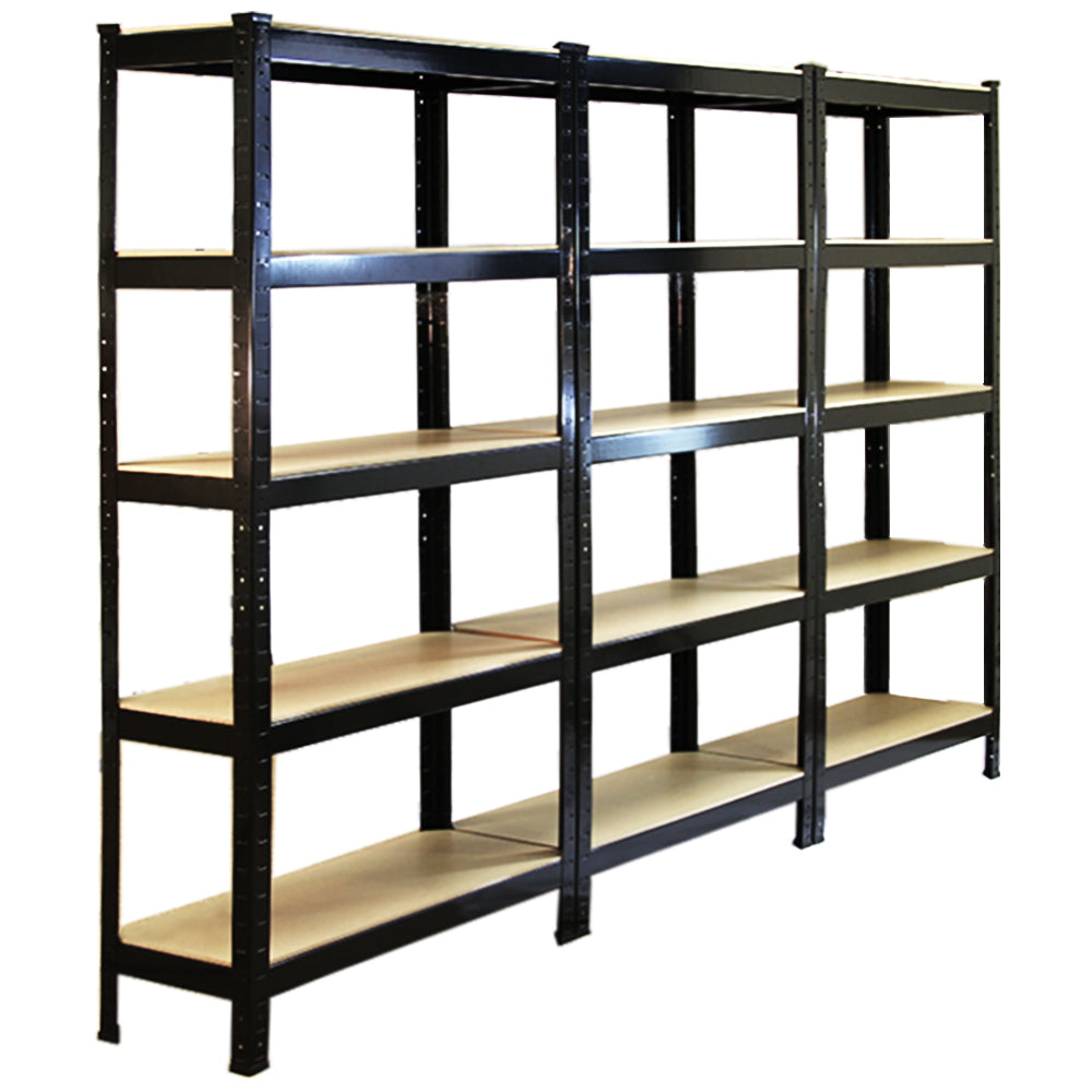 Monster Racking T-Rax Heavy Duty Shelving Units, Black, 75cm W, 30cm D, Set of 3