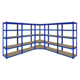 Monster Racking T-Rax Corner Shelving Unit & 4x 90cm Garage Storage Bays, Blue F1