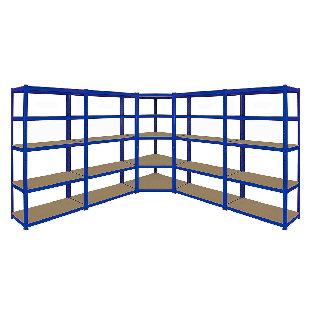 Monster Racking T-Rax Corner Shelving Unit & 4x 90cm Garage Storage Bays, Blue