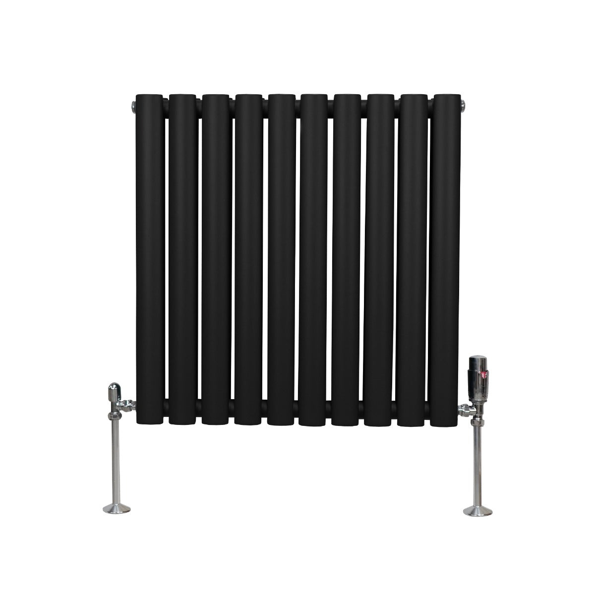 Oval Column Radiator & Valves - 600mm x 600mm – Black