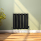 Oval Column Radiator & Valves - 600mm x 600mm – Black