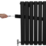 Oval Column Radiator & Valves - 600mm x 600mm – Black