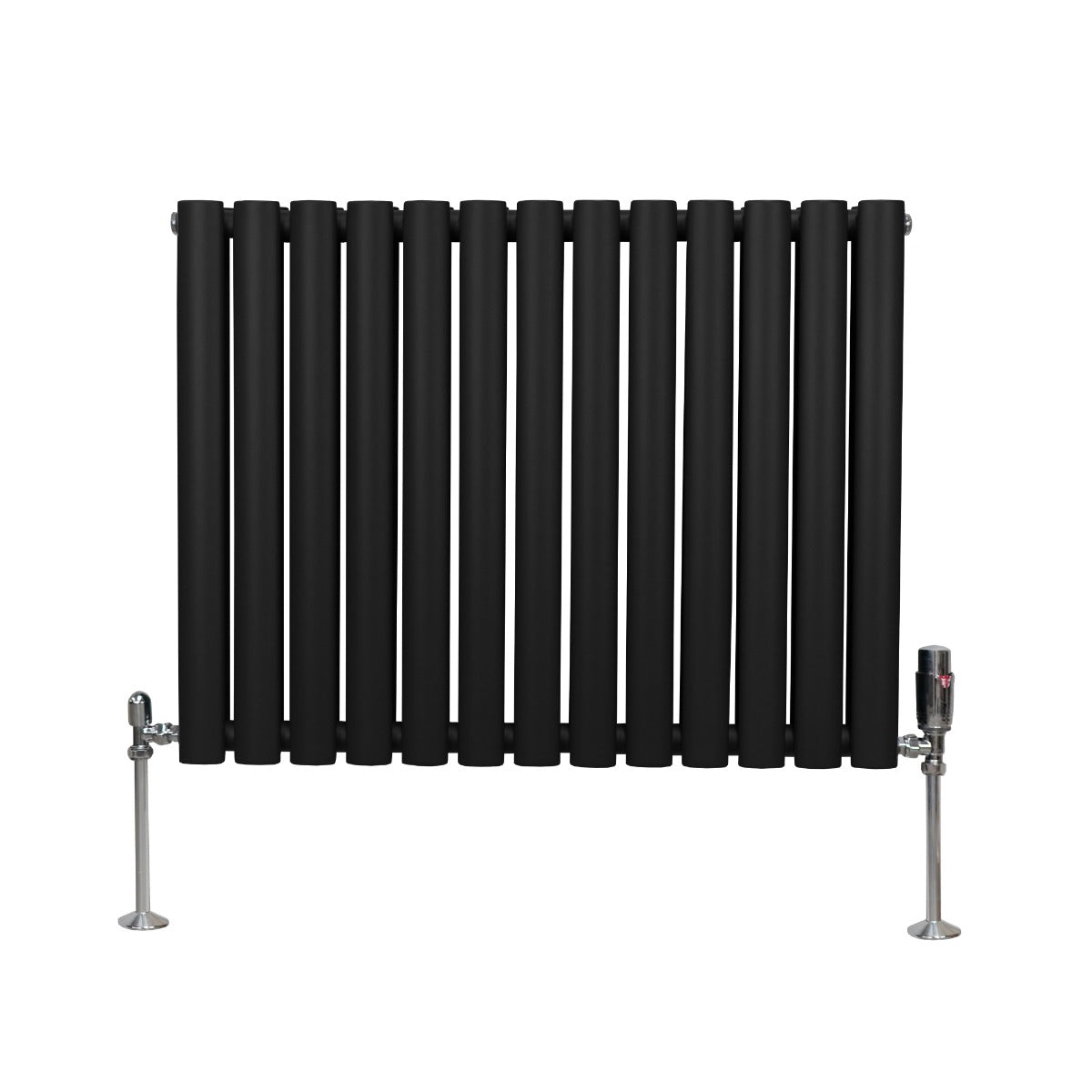 Oval Column Radiator & Valves - 600mm x 780mm – Black