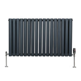 Oval Column Radiator & Valves - 600mm x 1020mm – Anthracite Grey