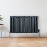 Oval Column Radiator & Valves - 600mm x 1020mm – Anthracite Grey