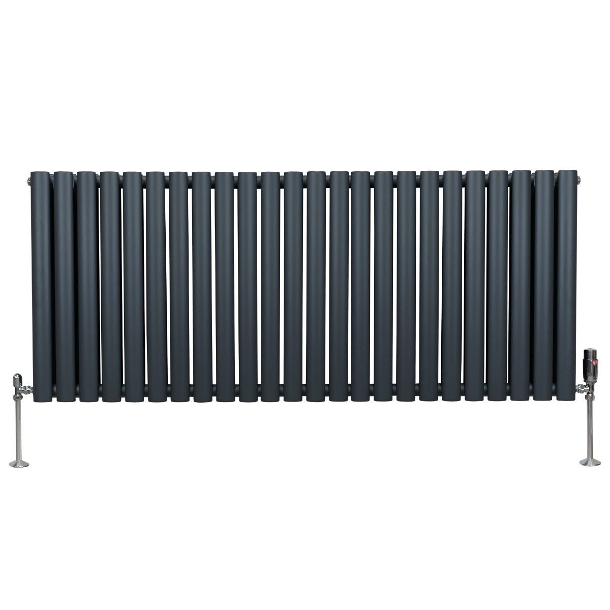 Oval Column Radiator & Valves - 600mm x 1440mm – Anthracite Grey