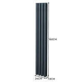 Oval Column Radiator & Valves - 1600mm x 240mm – Anthracite Grey