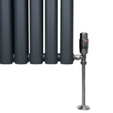 Oval Column Radiator & Valves - 1600mm x 240mm – Anthracite Grey