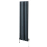 Oval Column Radiator & Valves - 1600mm x 360mm – Anthracite Grey