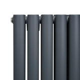 Oval Column Radiator & Valves - 1600mm x 360mm – Anthracite Grey