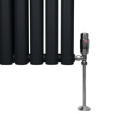Oval Column Radiator & Valves - 1600mm x 360mm – Black