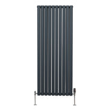 Oval Column Radiator & Valves - 1600mm x 600mm – Anthracite Grey