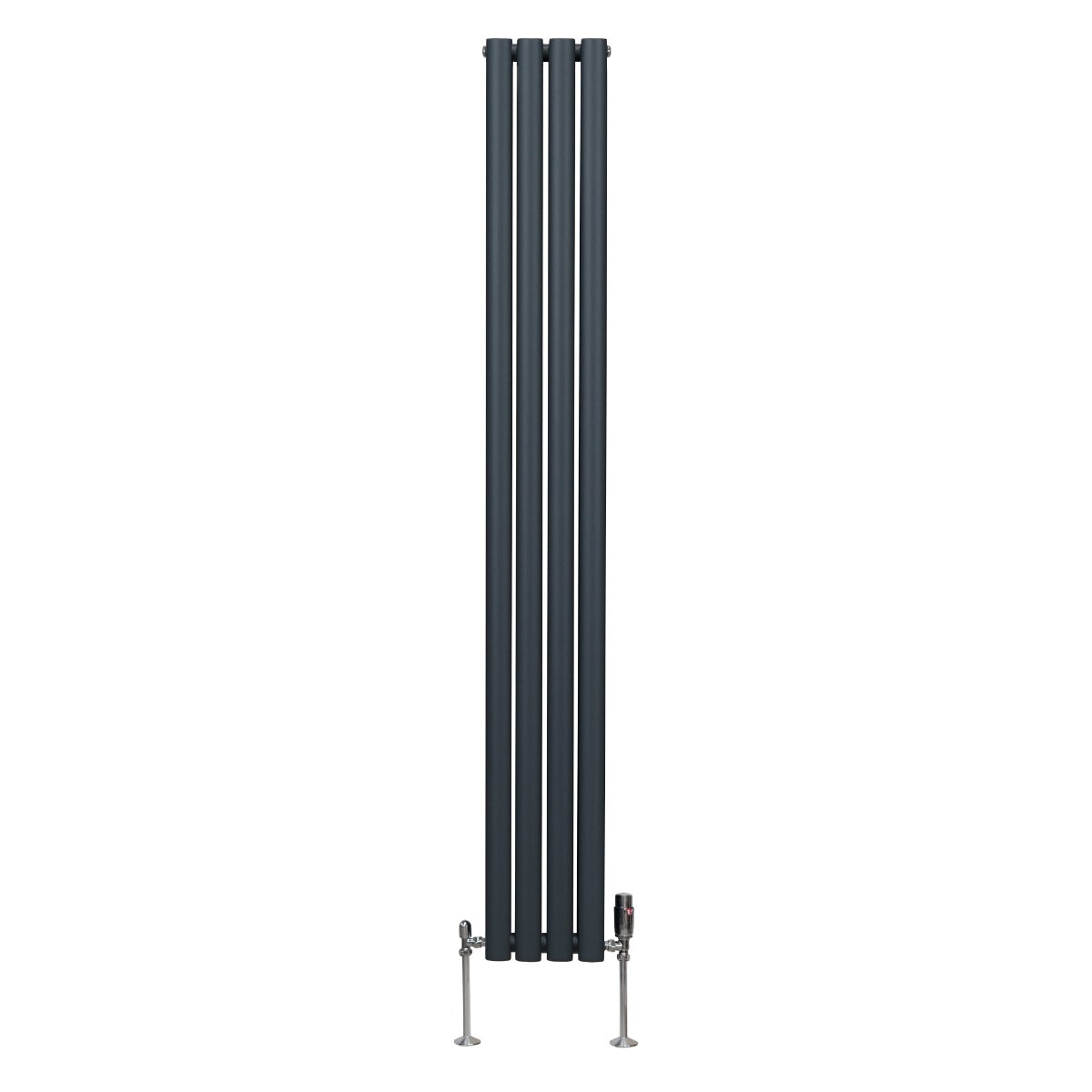 Oval Column Radiator & Valves - 1800mm x 240mm – Anthracite Grey