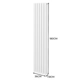 Oval Column Radiator & Valves - 1800mm x 360mm – White