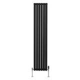 Oval Column Radiator & Valves - 1800mm x 360mm – Black