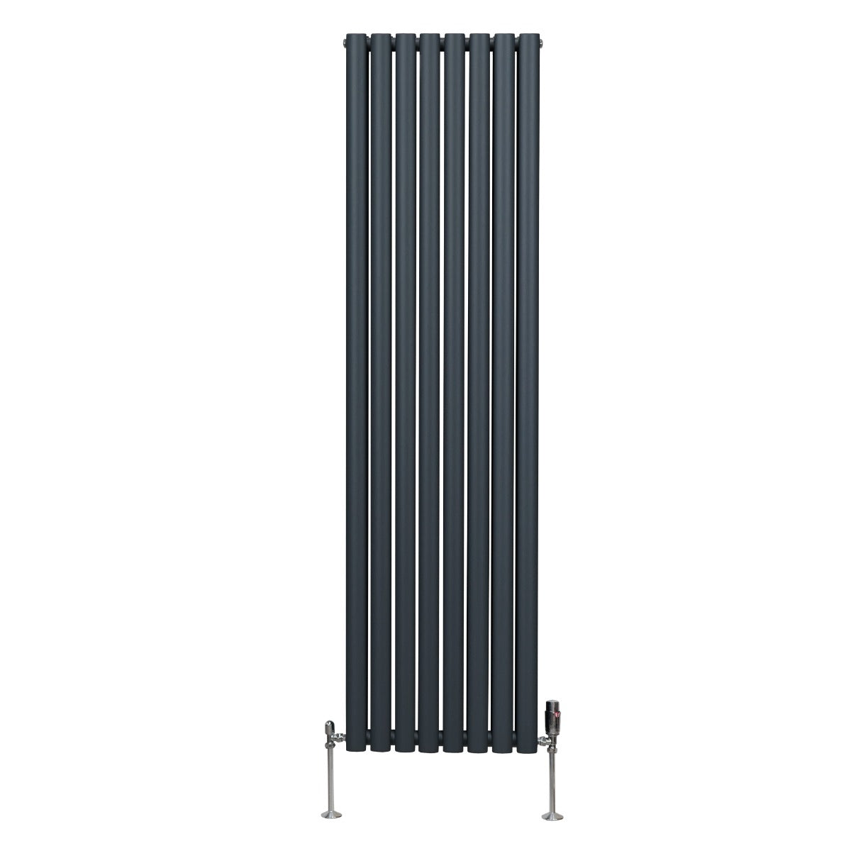 Oval Column Radiator & Valves - 1800mm x 480mm – Anthracite Grey