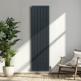 Aluminium Radiator & Valves – 1800mm x 475mm – Anthracite Grey