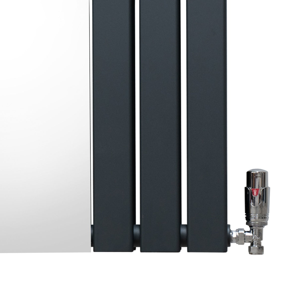 Flat Mirror Radiator & Valves - 1800mm x 425mm - Anthracite Grey