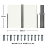 Outdoor Retractable Privacy Side Awning – Beige 600cm