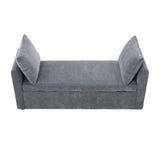 Grey Upholstered Storage Bench with 2 Pillows